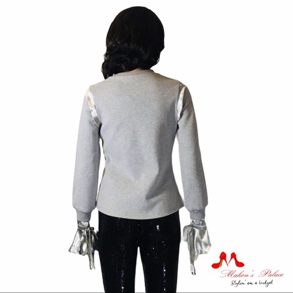 LOST INK Grey Ripped Sleeve Sweatshirt - Picture 2 of 8